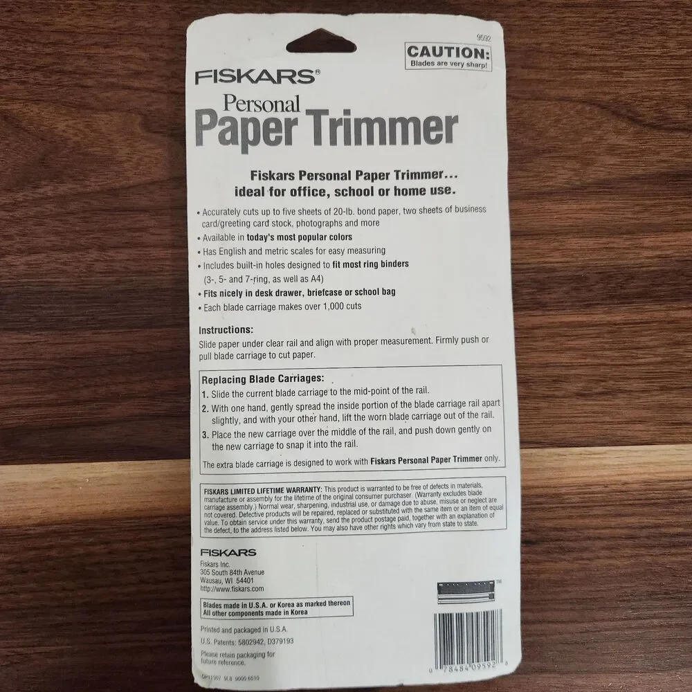 Fiskars 10” Personal Paper Trimmer With Extra Blade 9592 Scrapbooking Crafts